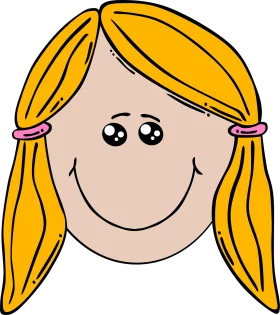 Cheerful Blonde Girl Smiley Face Clipart with Pigtails and Adorable Expression