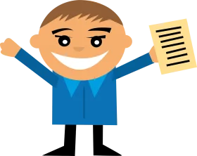Cheerful Elementary School Student Clipart with Happy Expression and Document