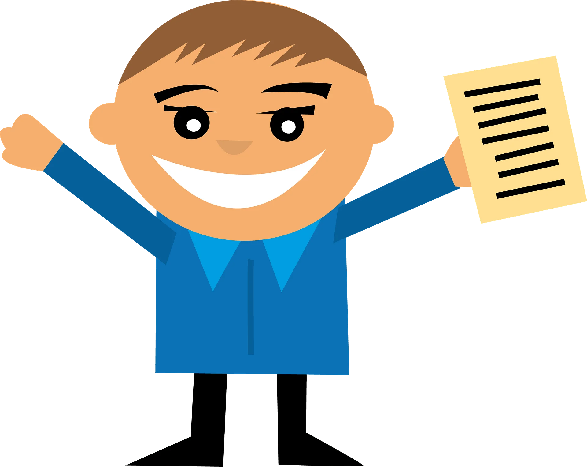 Cheerful Elementary School Student Clipart with Happy Expression and Document