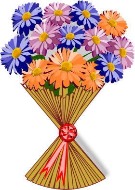 Cheerful Flower Bouquet Animation: Blossoming Burst of Colorful Happiness