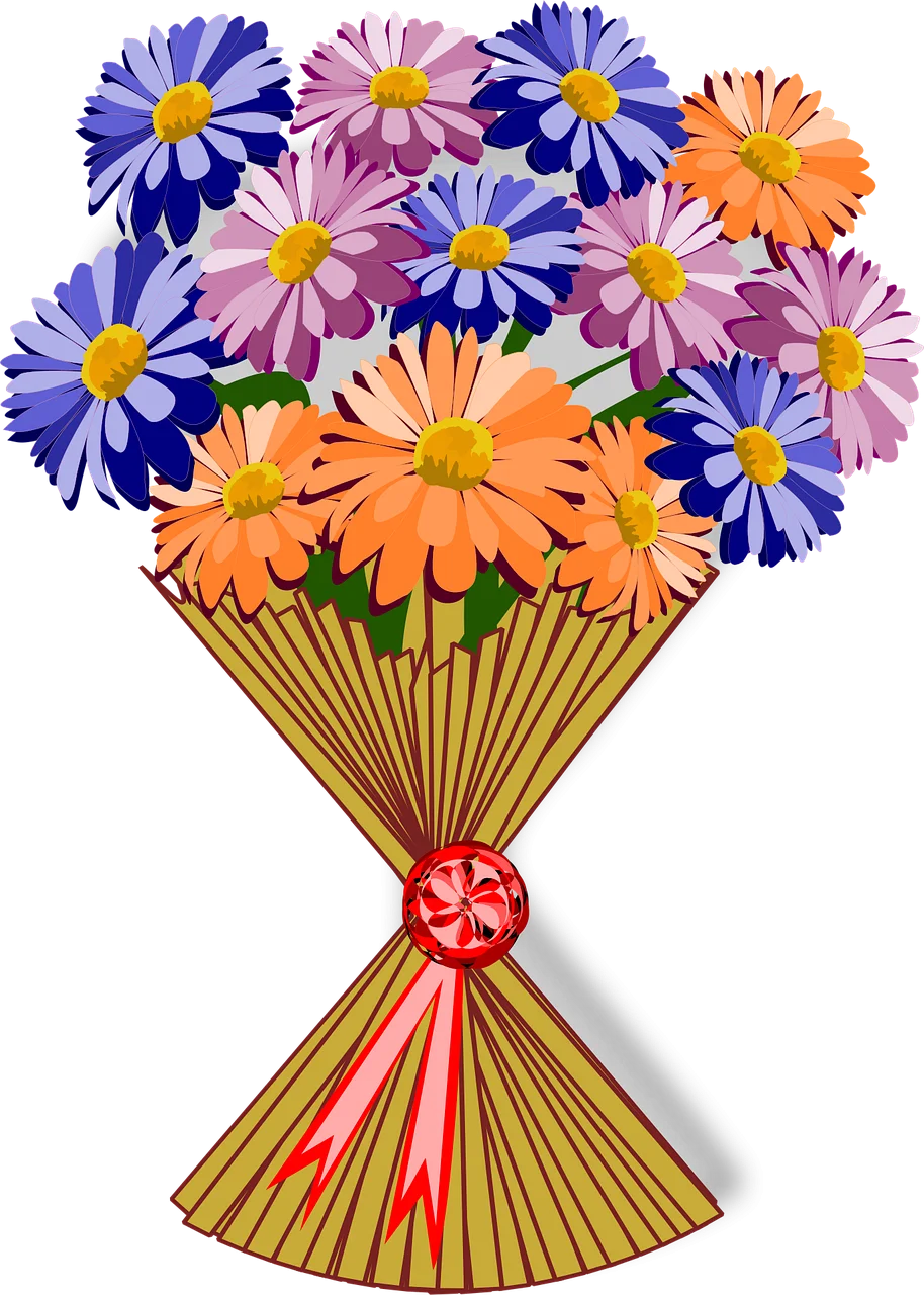 Cheerful Flower Bouquet Animation: Blossoming Burst of Colorful Happiness