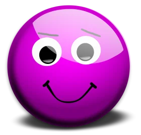 Cheerful Purple 3D Smiley Face Clipart with Glossy Rounded Surface