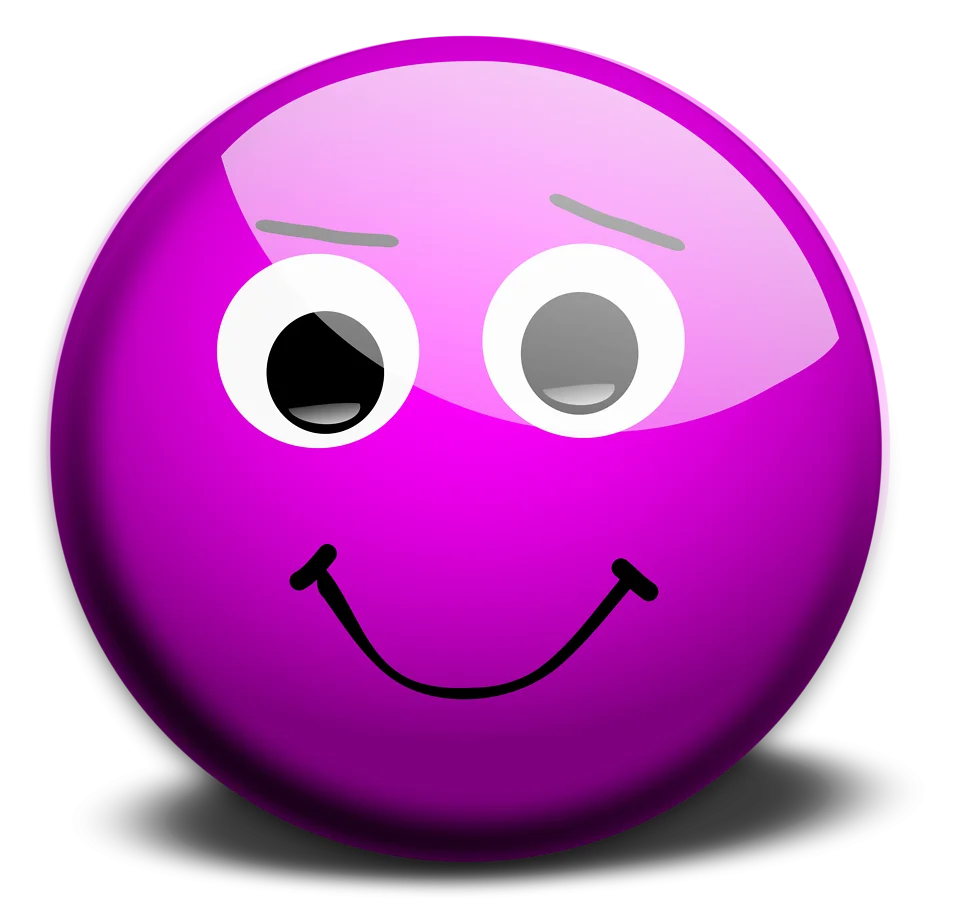 Cheerful Purple 3D Smiley Face Clipart with Glossy Rounded Surface