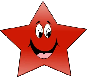 Cheerful Red Star Clipart with Playful Cartoon Facial Expression