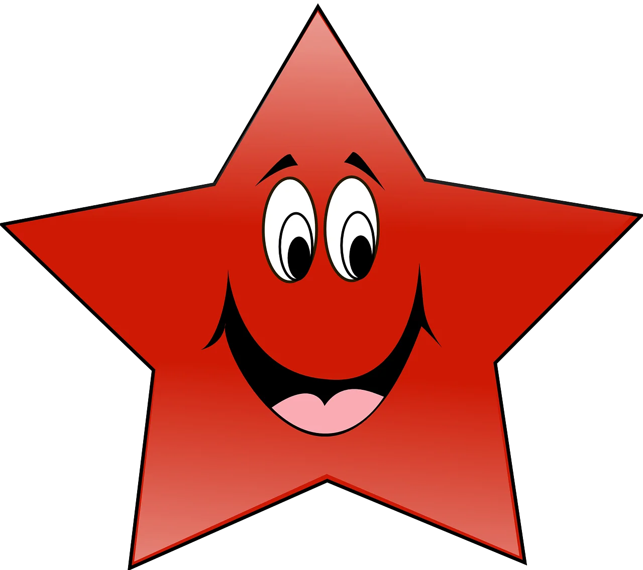 Cheerful Red Star Clipart with Playful Cartoon Facial Expression