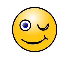 Cheerful Winking Emoji Clipart with Playful Blue Eye and Warm Smile