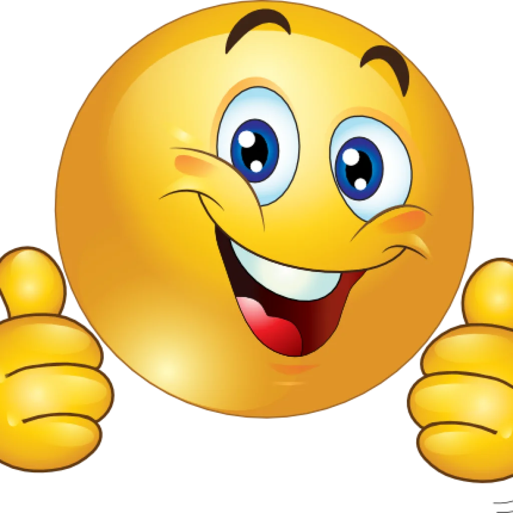 Cheerful Yellow Emoji Clipart Giving Double Thumbs Up with Radiant Expression