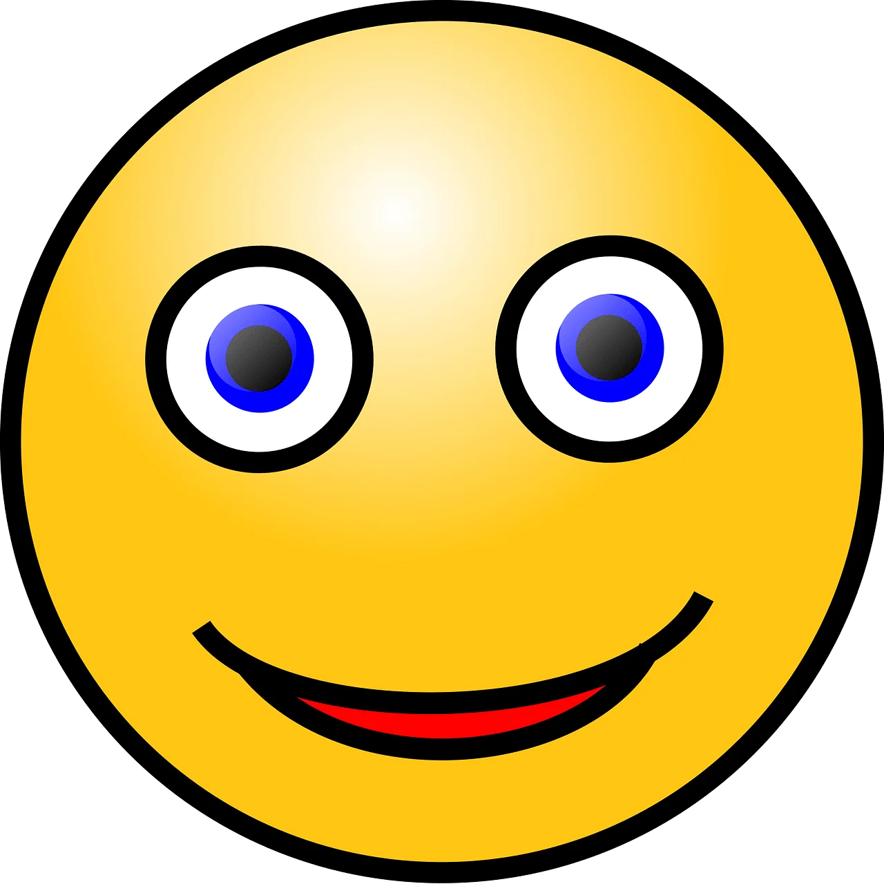Cheerful Yellow Smiley Face Clipart with Bright Blue Eyes and Welcoming Grin
