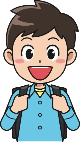 Cheerful Young Student with Backpack Cartoon Clipart Illustration