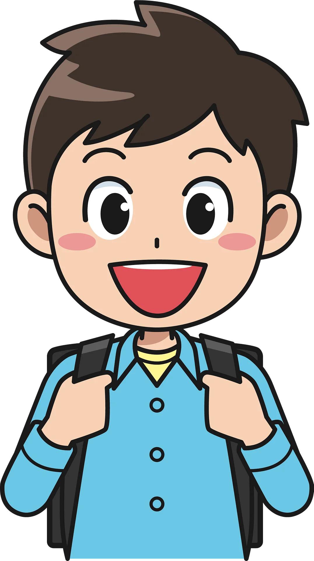 Cheerful Young Student with Backpack Cartoon Clipart Illustration