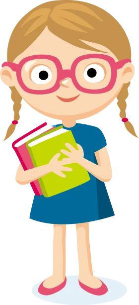 Cheerful Young Student with Glasses Holding Colorful Books Clipart Illustration