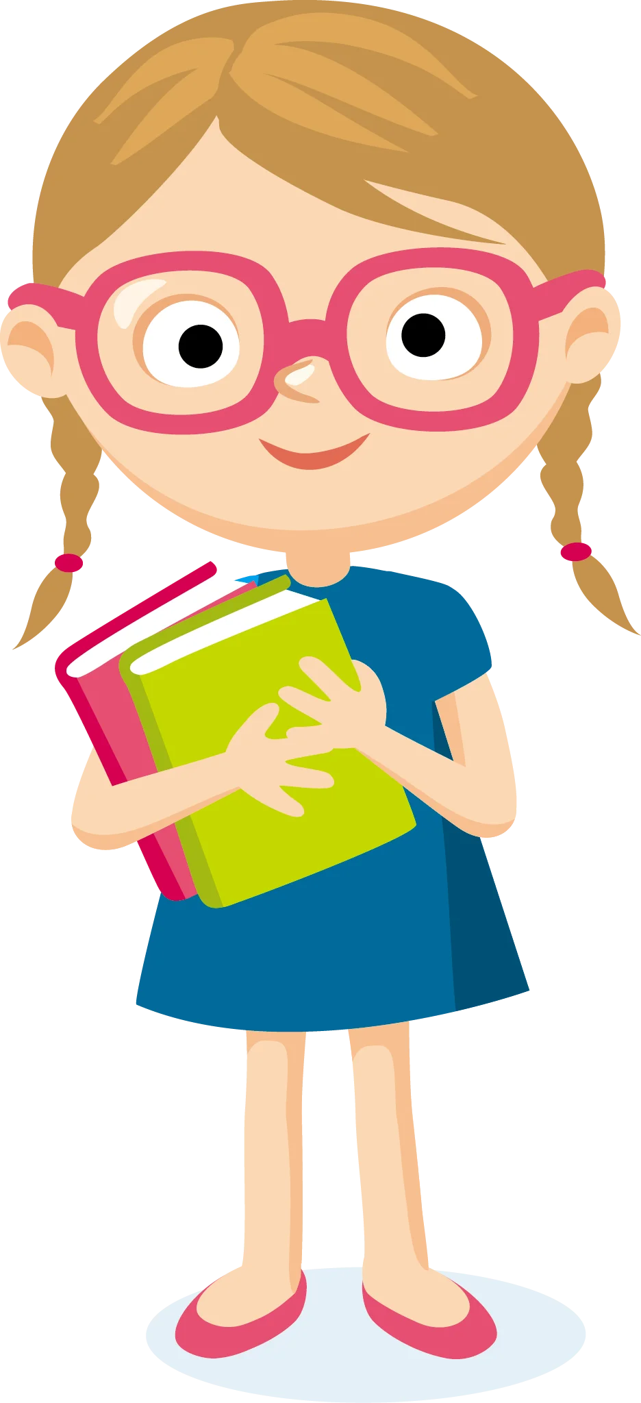 Cheerful Young Student with Glasses Holding Colorful Books Clipart Illustration