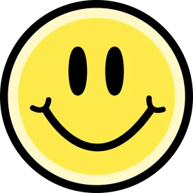 Classic Yellow Retro Smiley Face Clipart Design with Bold Black Outline