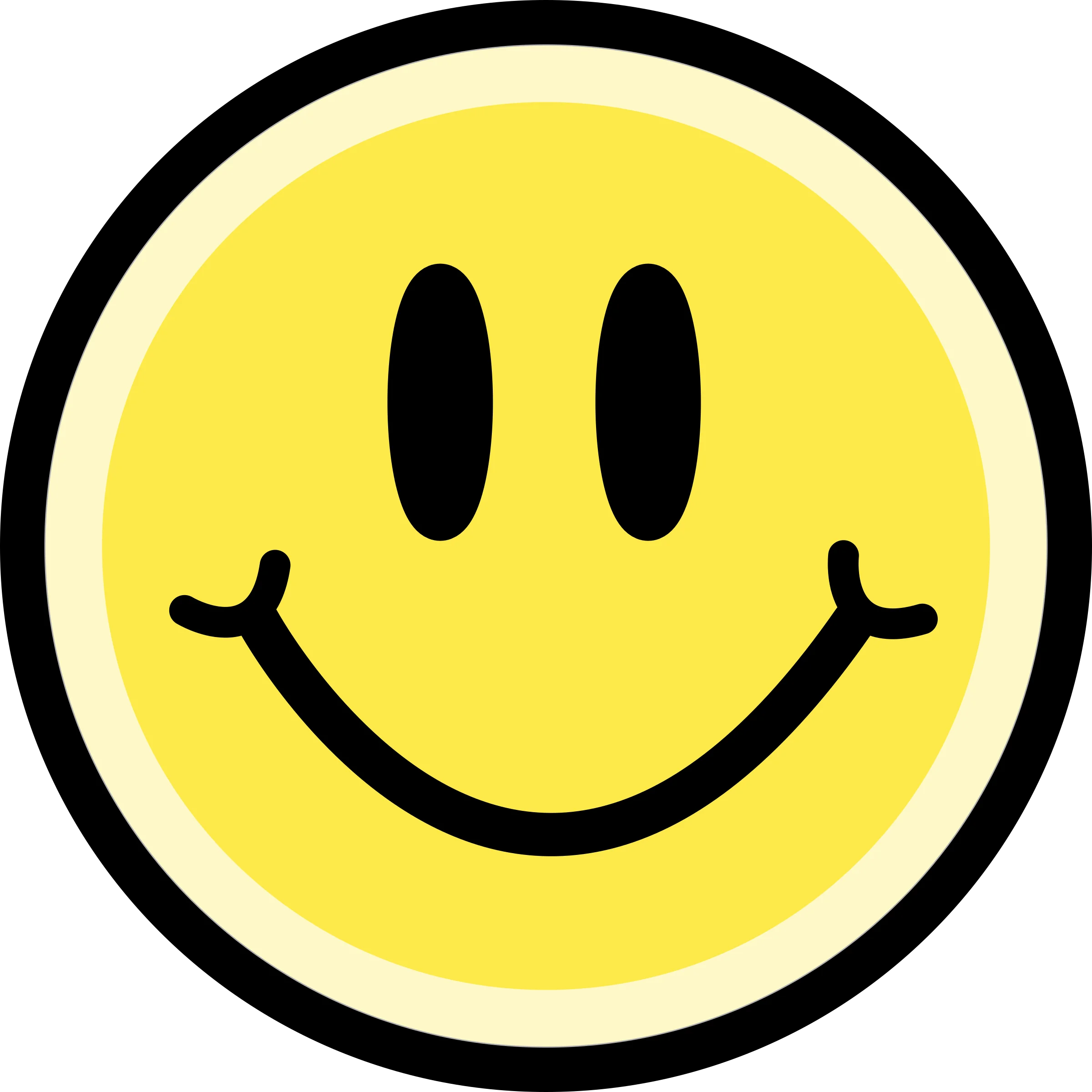 Classic Yellow Retro Smiley Face Clipart Design with Bold Black Outline