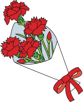 Elegant Red Carnation Bouquet Animation: Wrapped with Festive Ribbon