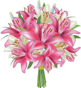 Enchanting Pink Lily Bouquet Animation - Delicate Floral Arrangement Artwork