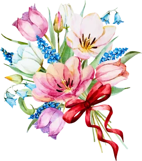 Enchanting Spring Blossoms Animation: Watercolor Floral Bouquet Clipart Delight