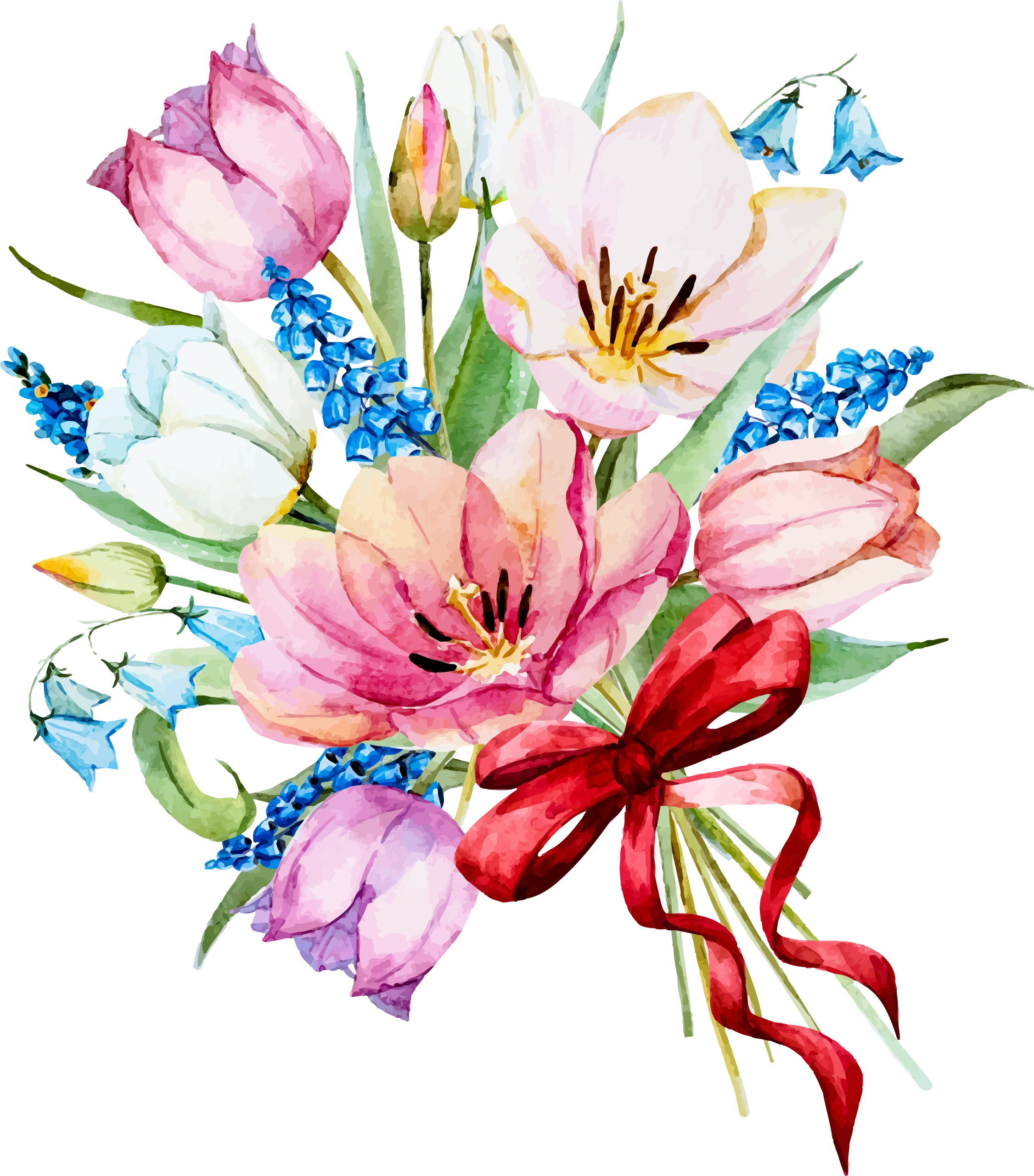 Enchanting Spring Blossoms Animation: Watercolor Floral Bouquet Clipart Delight