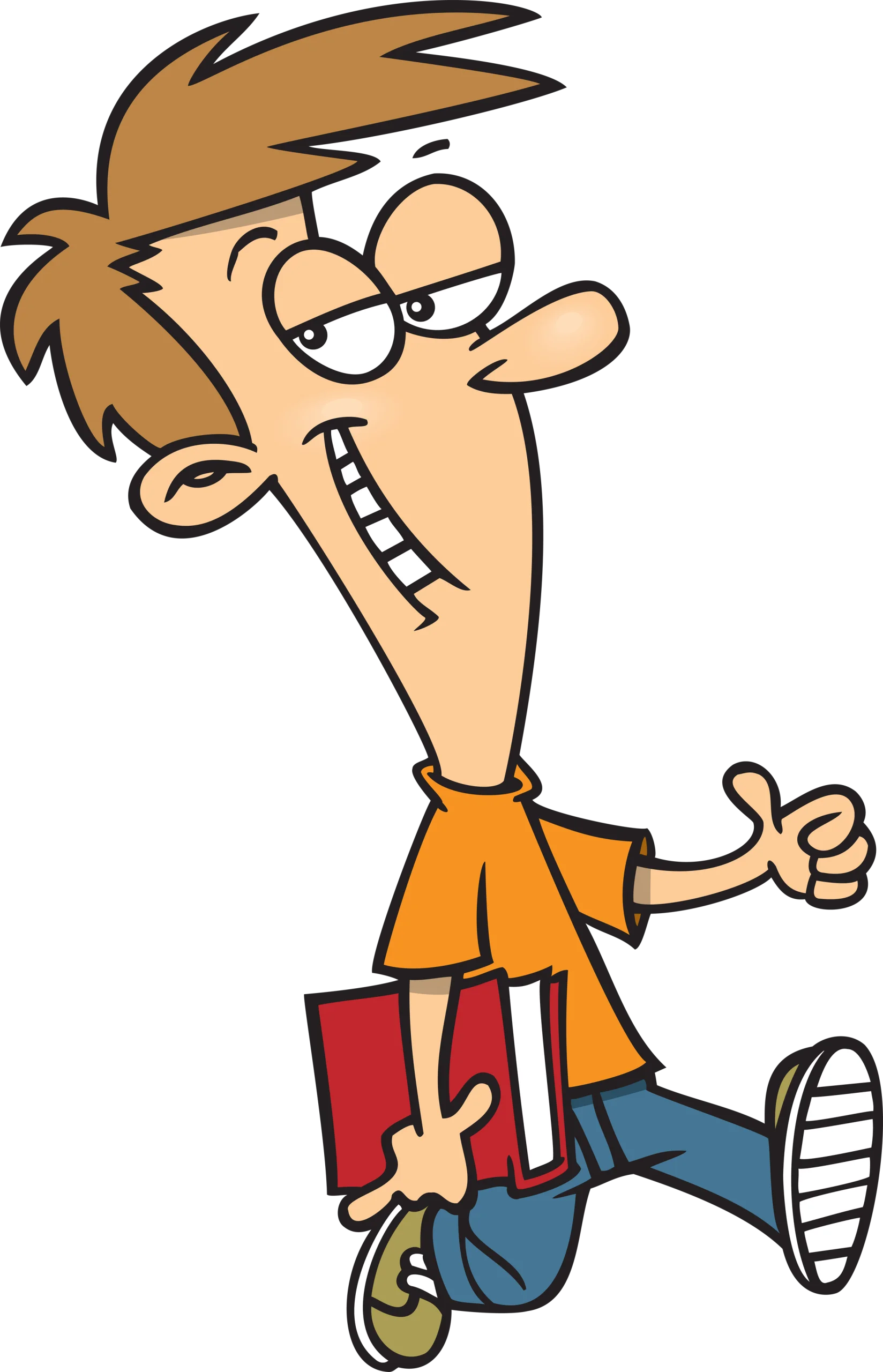 Enthusiastic Young Student Carrying Book with Cheerful Clipart Expression