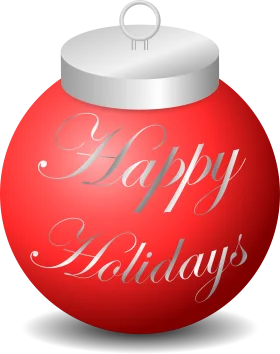 Festive Red and Silver Happy Holidays Christmas Ornament Clipart Design