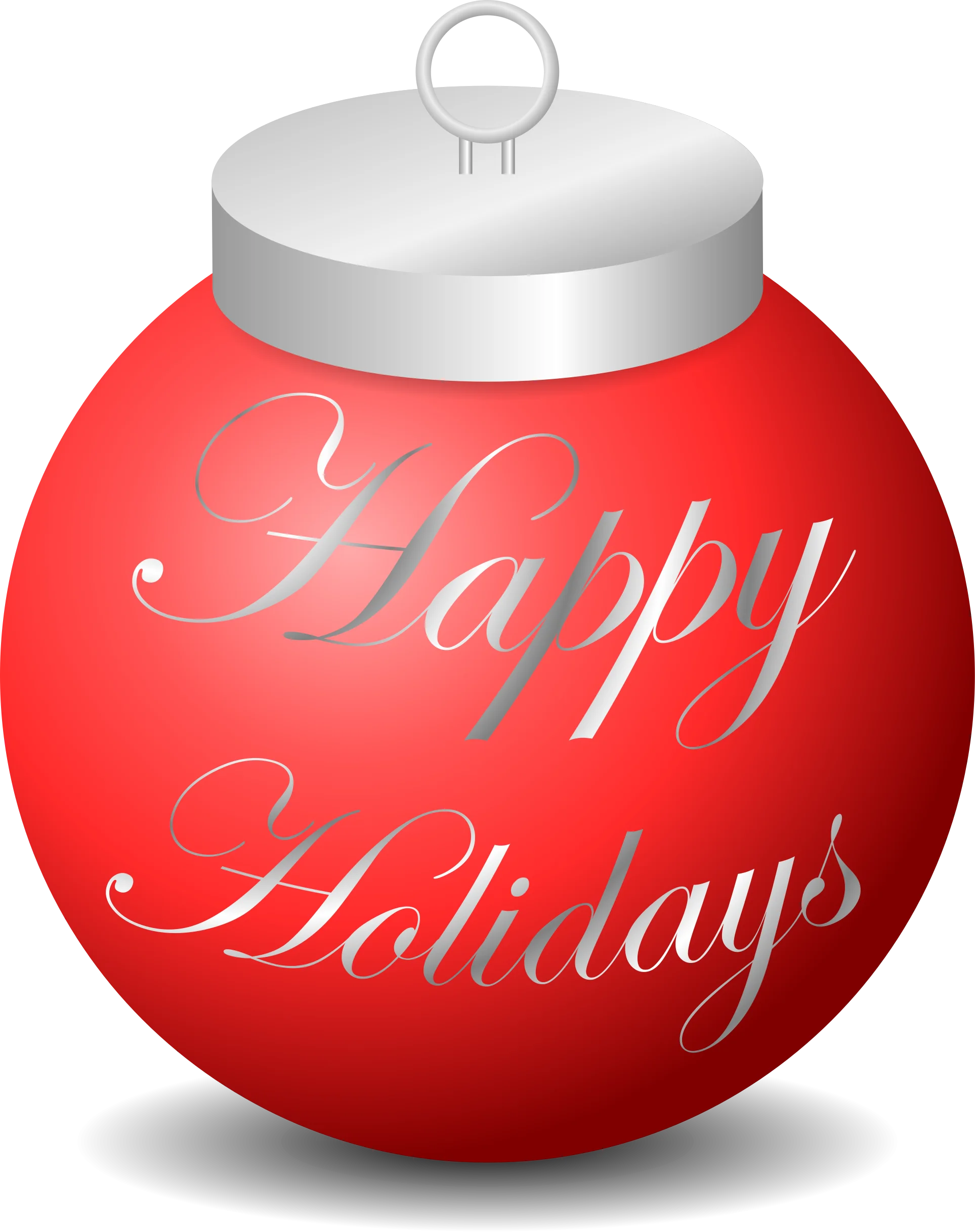 Festive Red and Silver Happy Holidays Christmas Ornament Clipart Design