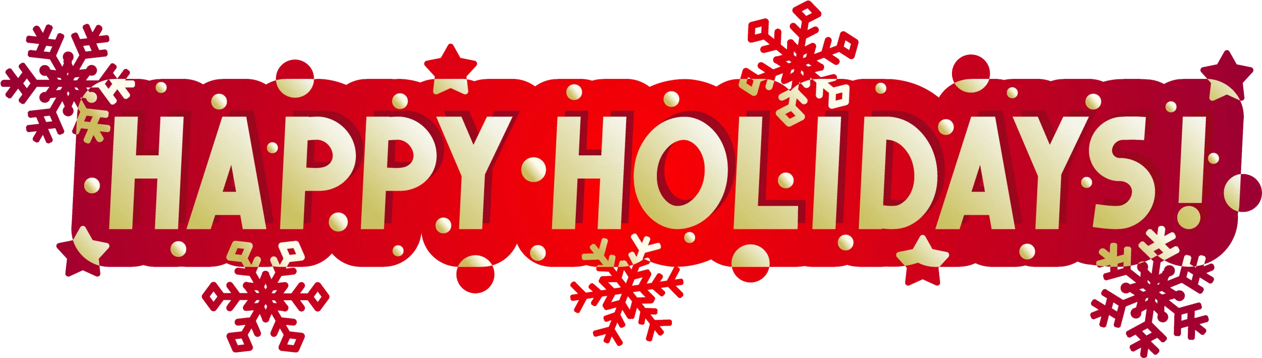 Festive Red Snowflake Happy Holidays Clipart Design with Cheerful Typography