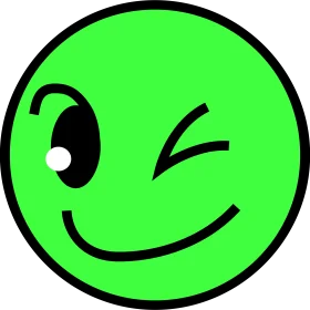 Playful Green Winking Smiley Face Emoji Clipart with Cheeky Expression