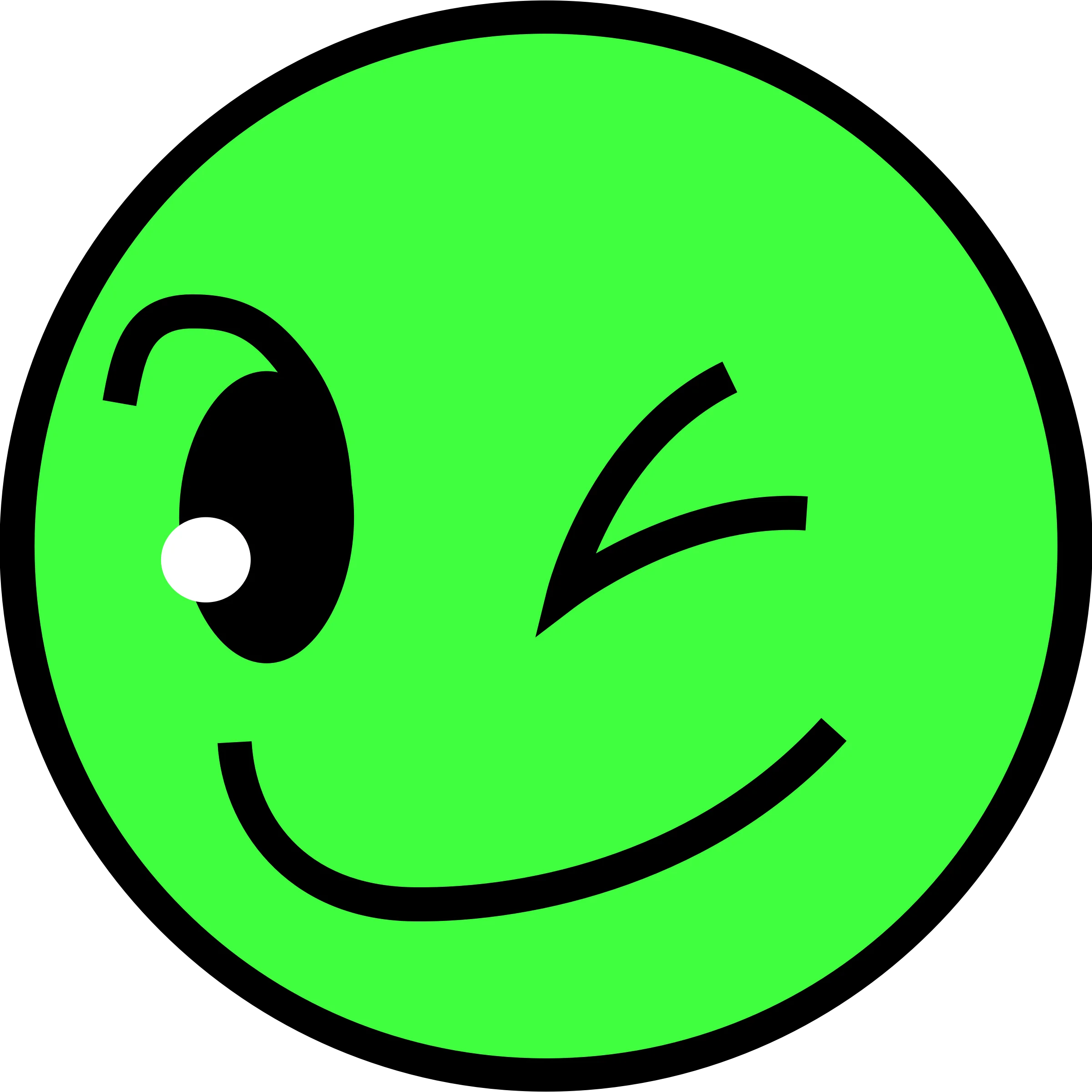Playful Green Winking Smiley Face Emoji Clipart with Cheeky Expression