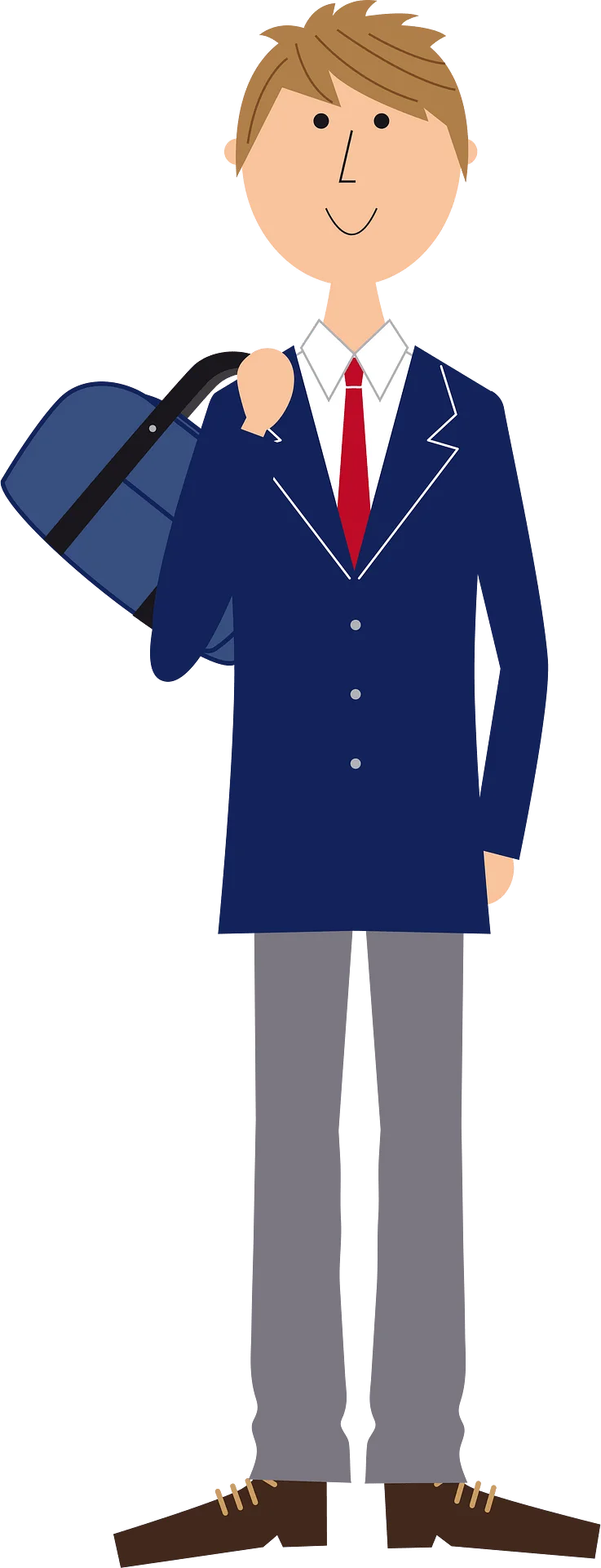Professional Young Male Student in School Uniform Clipart Illustration