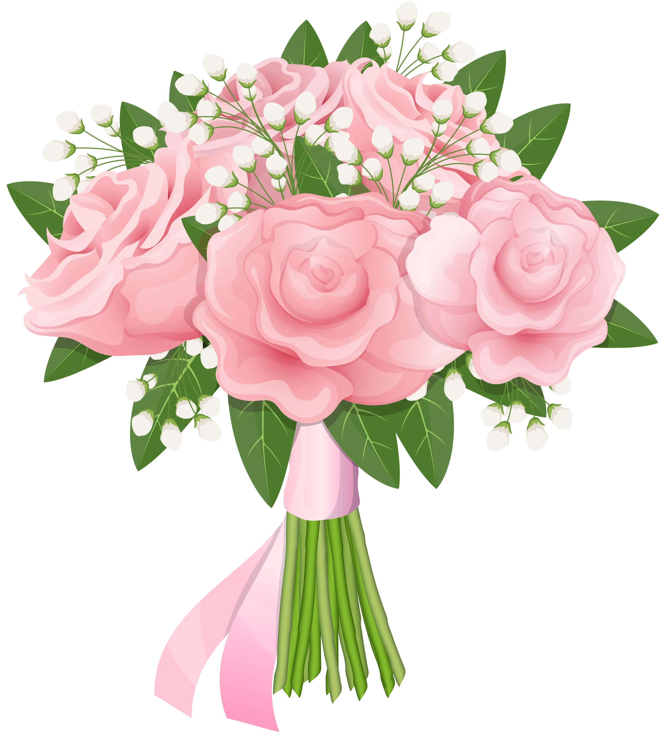 Romantic Pink Rose Animation Bouquet Clipart with Delicate Floral Arrangement