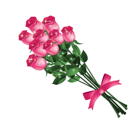 Romantic Pink Roses Bouquet Animation Clipart - Elegant Floral Design