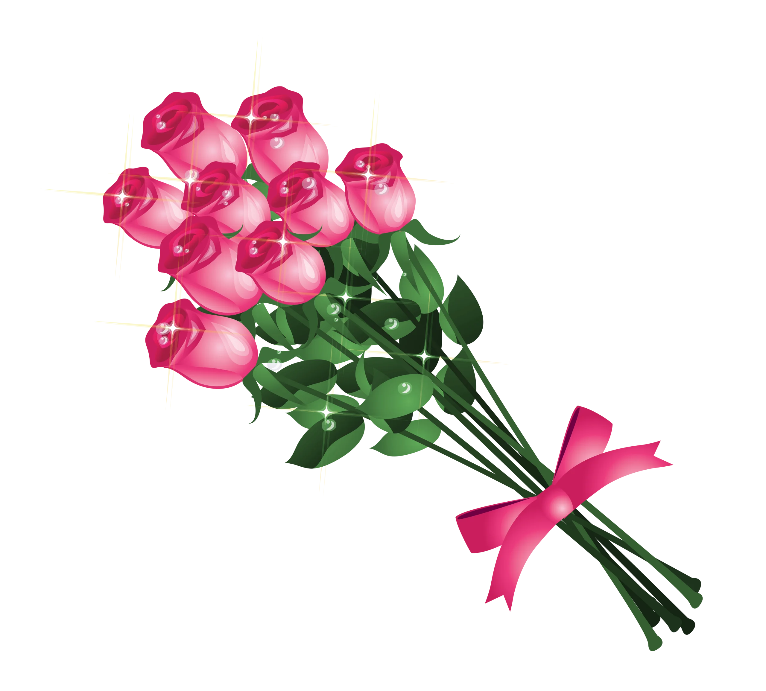 Romantic Pink Roses Bouquet Animation Clipart - Elegant Floral Design
