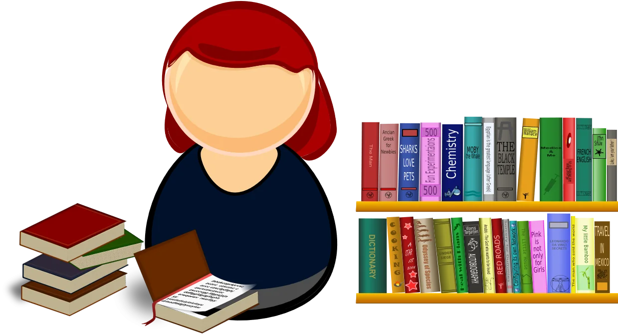 Studious Scholar Surrounded by Books: Engaging Educational Clipart Illustration