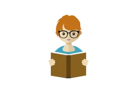 Studious Young Scholar Engaged in Reading: Detailed Educational Clipart Illustration