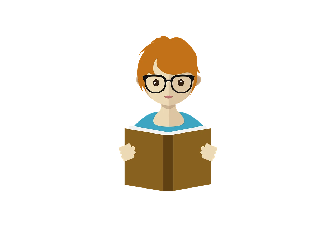 Studious Young Scholar Engaged in Reading: Detailed Educational Clipart Illustration