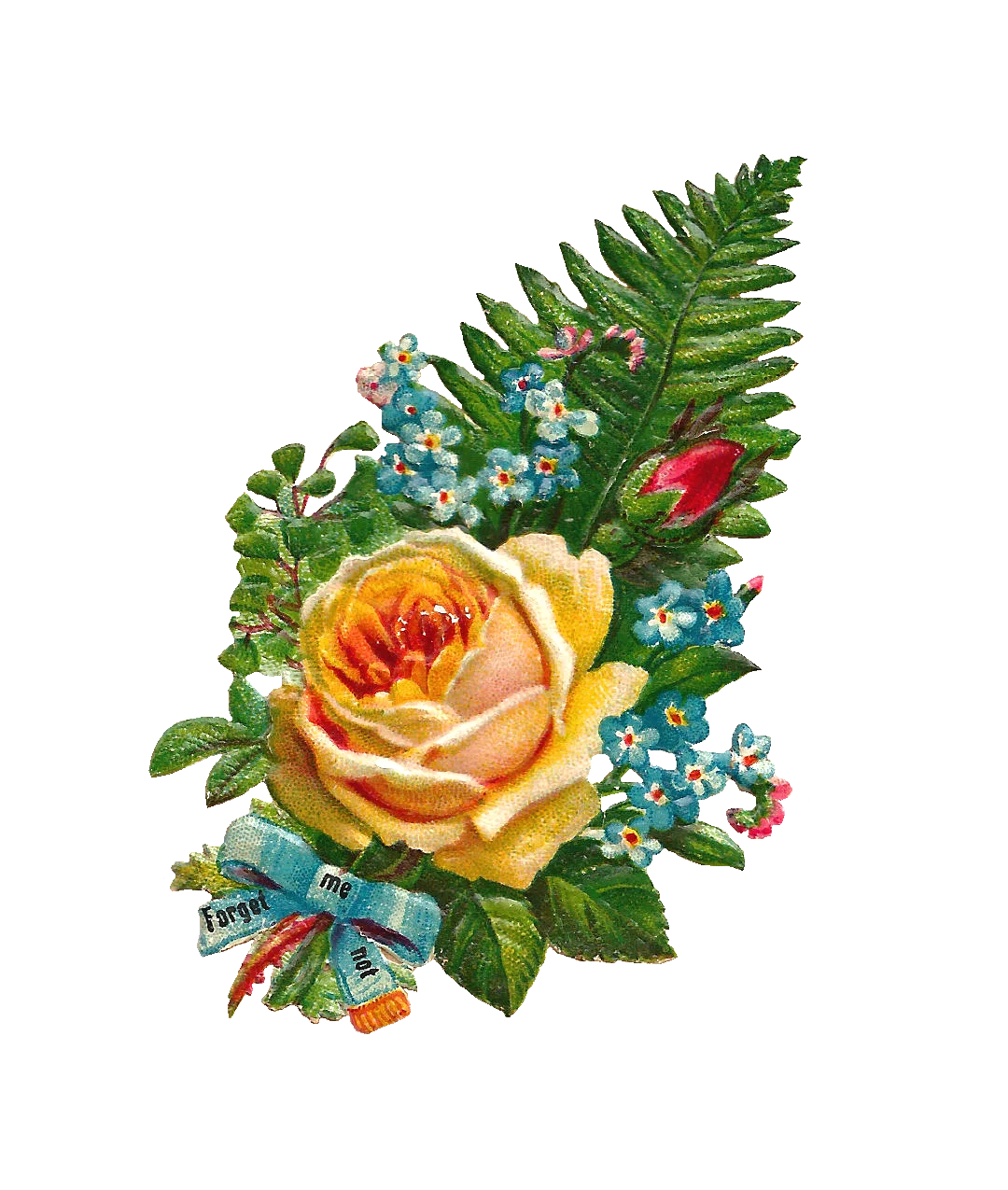 Vintage Botanical Bouquet Animation with Golden Rose and Delicate Ferns
