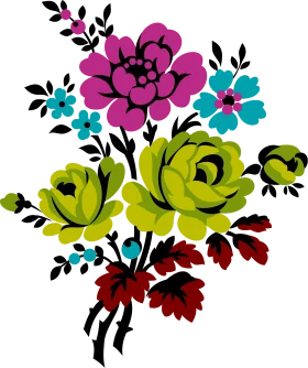 Whimsical Hand-Drawn Floral Animation Bouquet with Colorful Bloom Arrangement