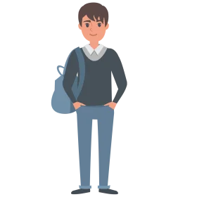 Young Male Student with Backpack - Minimalist School Clipart Design
