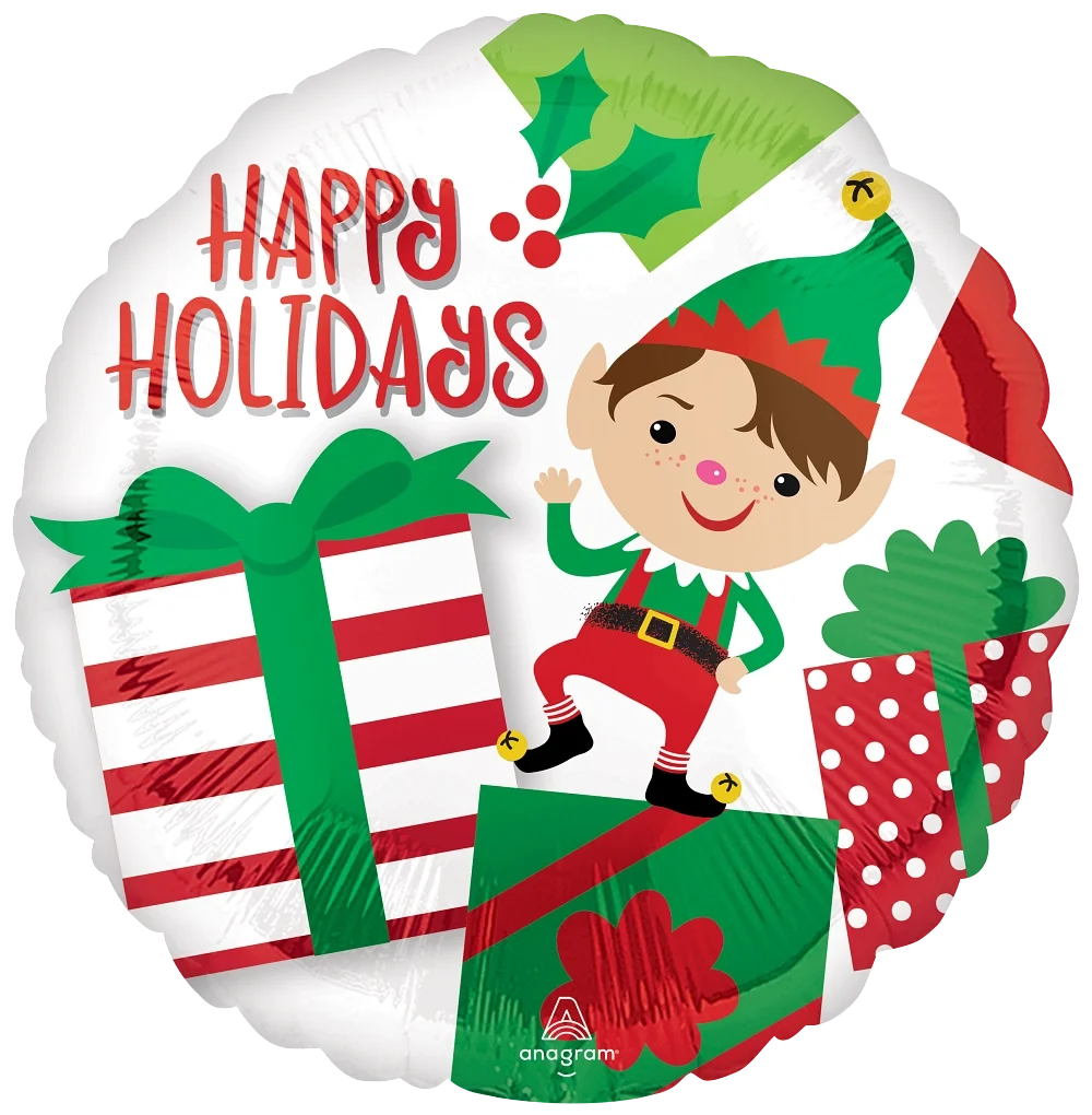 Cheerful Christmas Elf and Festive Presents Clipart Design for Holiday Celebrations