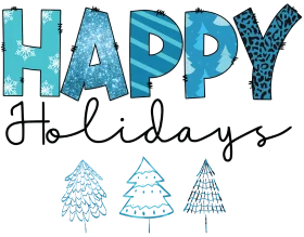 Festive Blue Winter Wonderland Happy Holidays Decorative Clipart Design