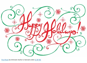 Festive Happy Holidays Elegant Swirl and Snowflake Seasonal Clipart Design