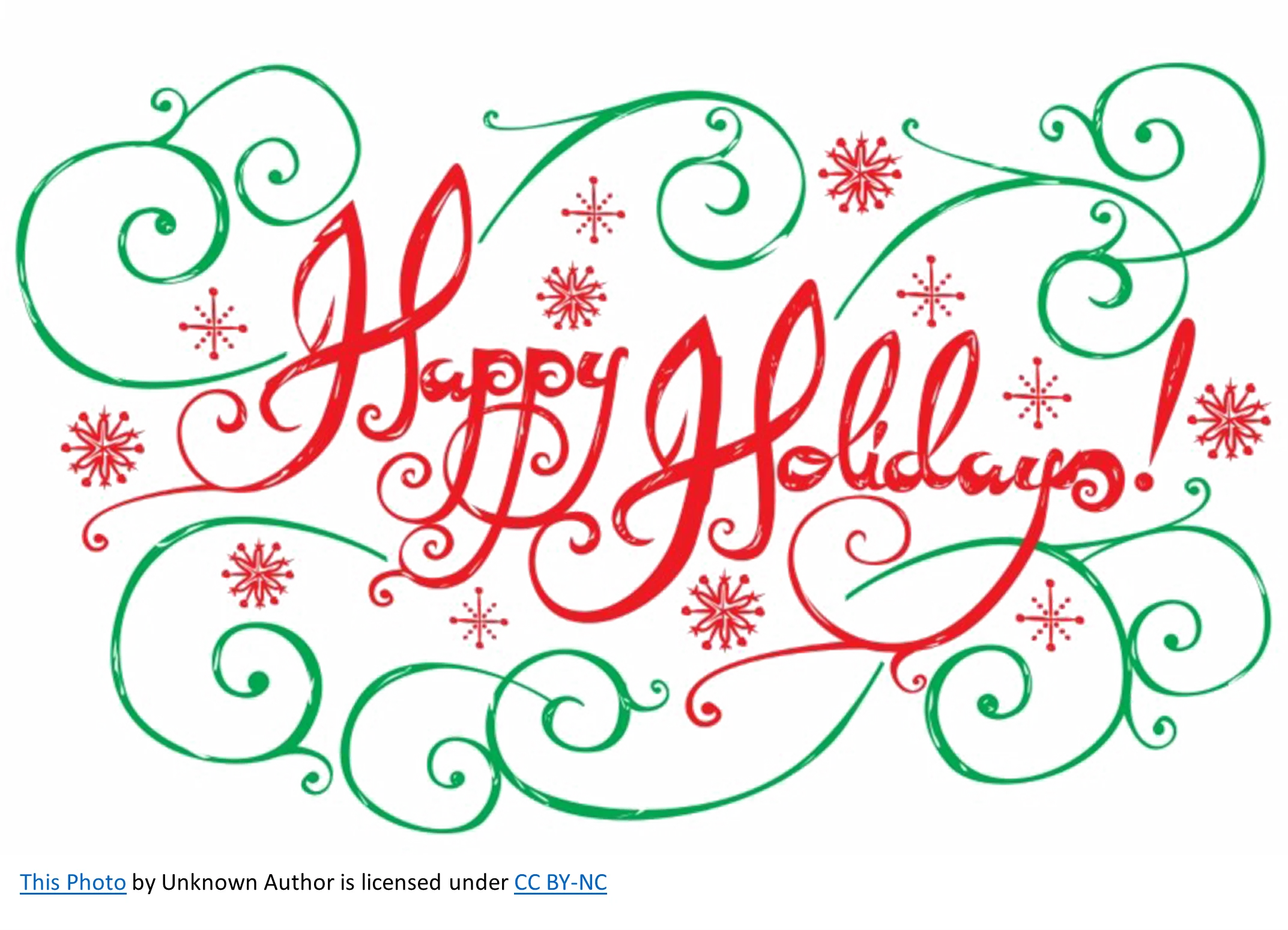 Festive Happy Holidays Elegant Swirl and Snowflake Seasonal Clipart Design