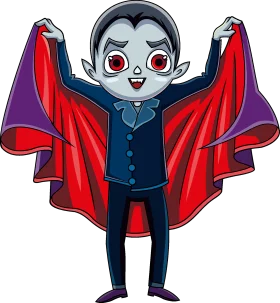 Adorable Cartoon Vampire Clipart: Playful Dracula Character with Dramatic Cape