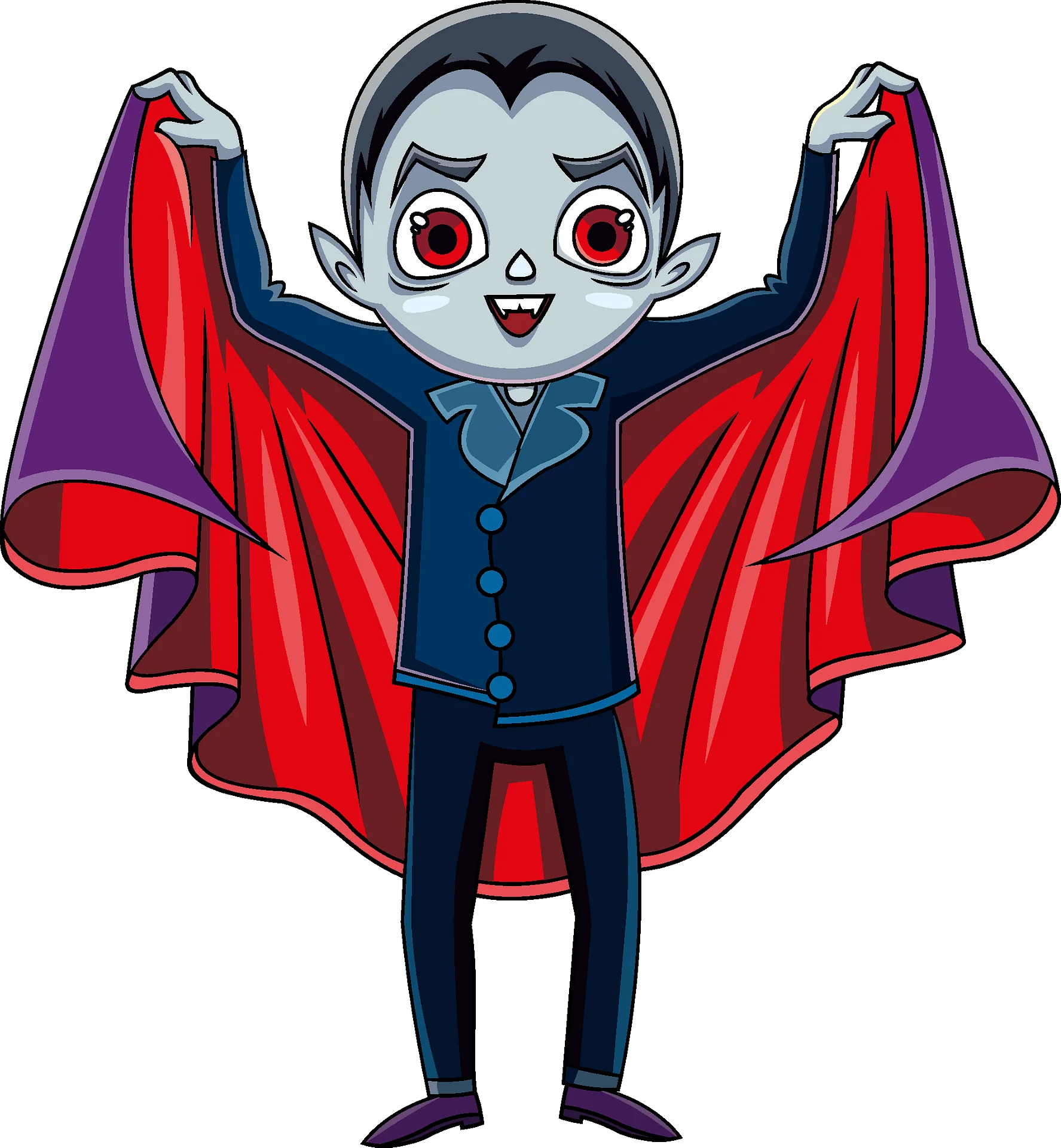 Adorable Cartoon Vampire Clipart: Playful Dracula Character with Dramatic Cape