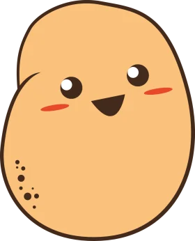 Adorable Kawaii Potato Clipart with Cheerful Cartoon Face and Cute Expression