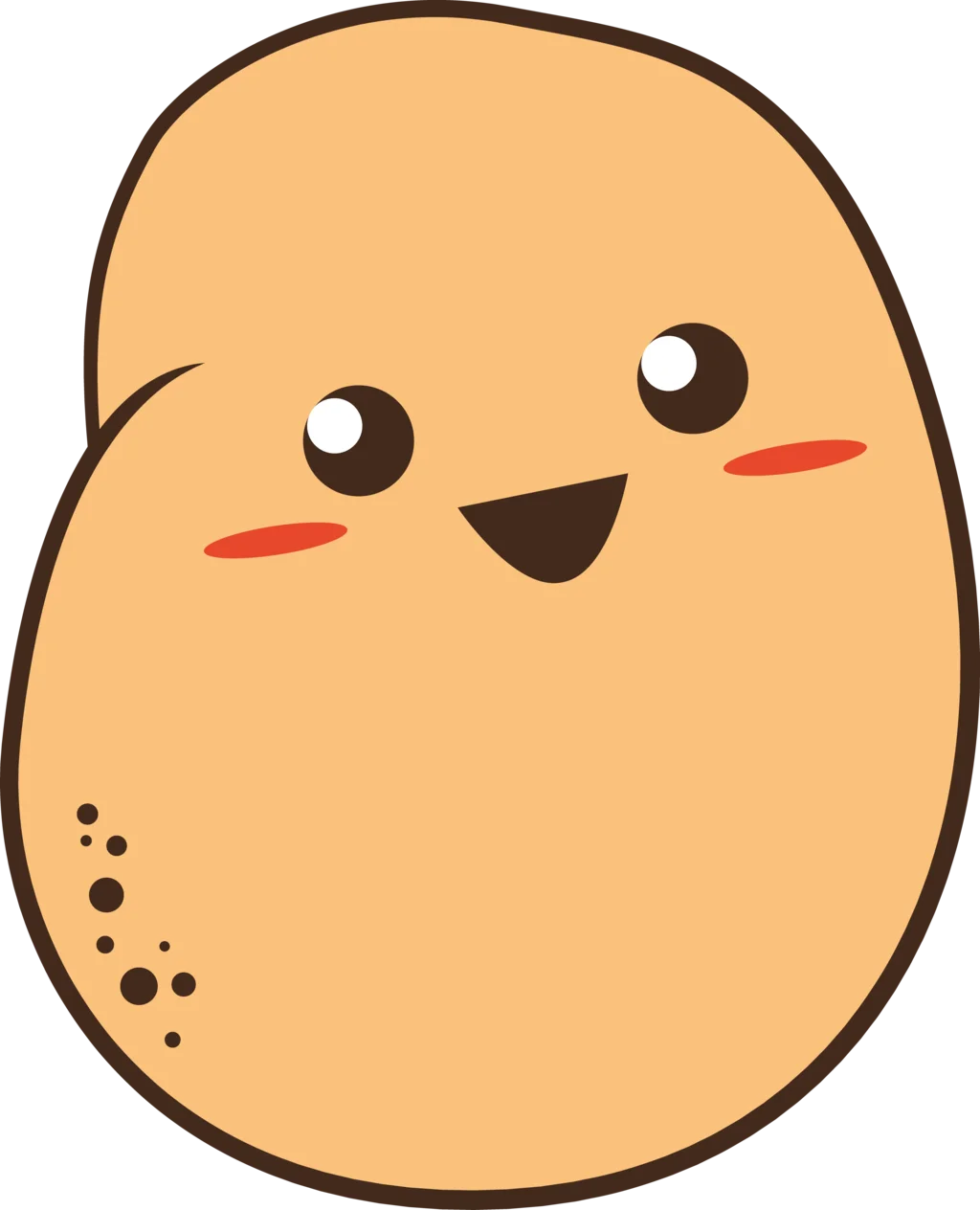 Adorable Kawaii Potato Clipart with Cheerful Cartoon Face and Cute Expression
