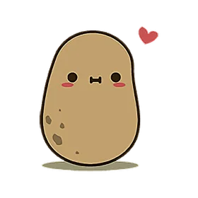 Adorable Kawaii Potato Clipart with Cute Expressive Face and Loving Heart