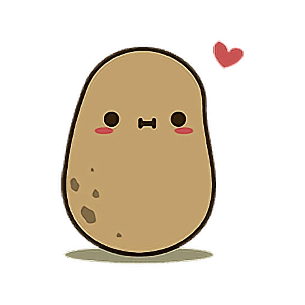 Adorable Kawaii Potato Clipart with Cute Expressive Face and Loving Heart