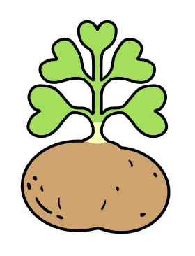 Charming Heart-Leaf Potato Clipart with Rustic Brown Vegetable Design