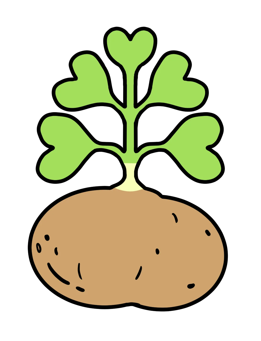 Charming Heart-Leaf Potato Clipart with Rustic Brown Vegetable Design